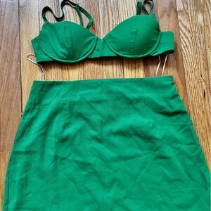 Green skirt and top set